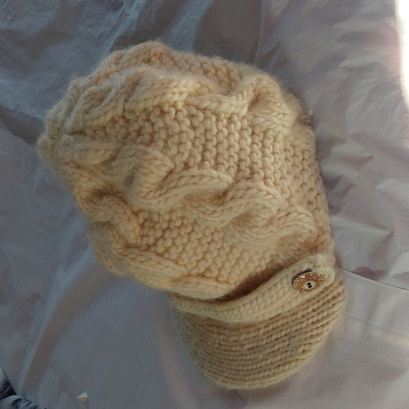 Nirvana Designs Womens Cream Cable Knit Wool Viser Broadway Hat Neutral Sz. -S/M main image 9